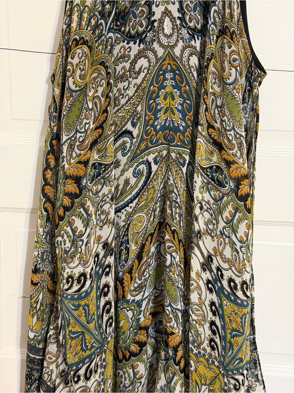 MSK Black and Green Paisley Asymmetrical Summer Dress - Picture 6 of 9